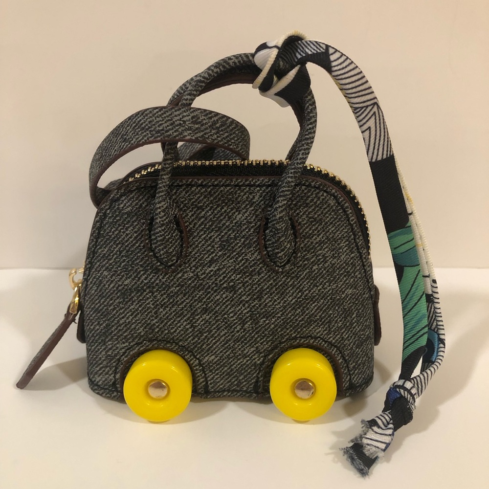 Adorable Mini Black Denim Bag Charm or Keychain on Wheels NWOT